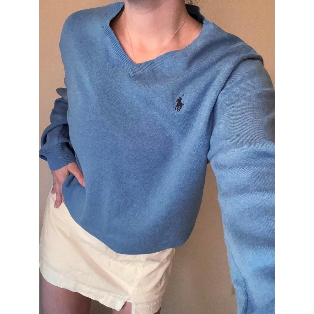 Ralph Lauren polo pima cotton v neck sweater preppy collegiate coastal old money